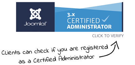 Joomla Administrator Badge Verify Arrow